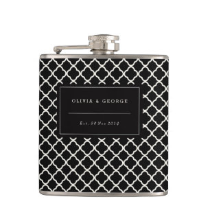 Stilvolle moderne Black Ivory Quatrefolienname Hoc Flachmann