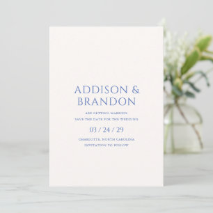 Stilvolle moderne blaue Hochzeit Save The Date