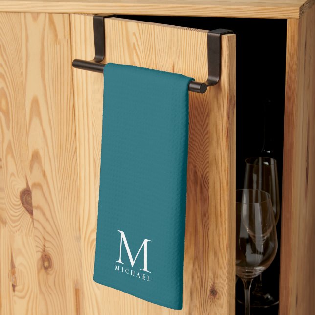 Stilvolle moderne einfache Vorlage Monogramm Dunkl Geschirrtuch (Drittel gefaltet)
