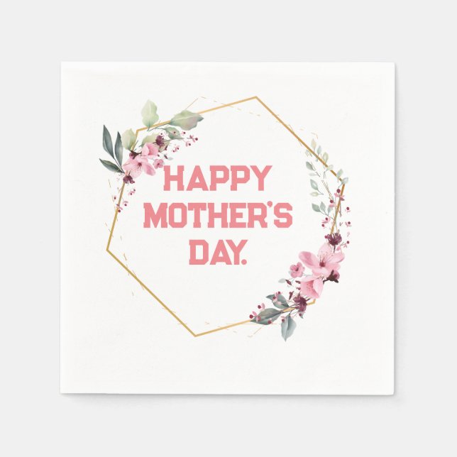 Stilvolle moderne Elegant Happy Mother's Day Napki Serviette (Vorderseite)
