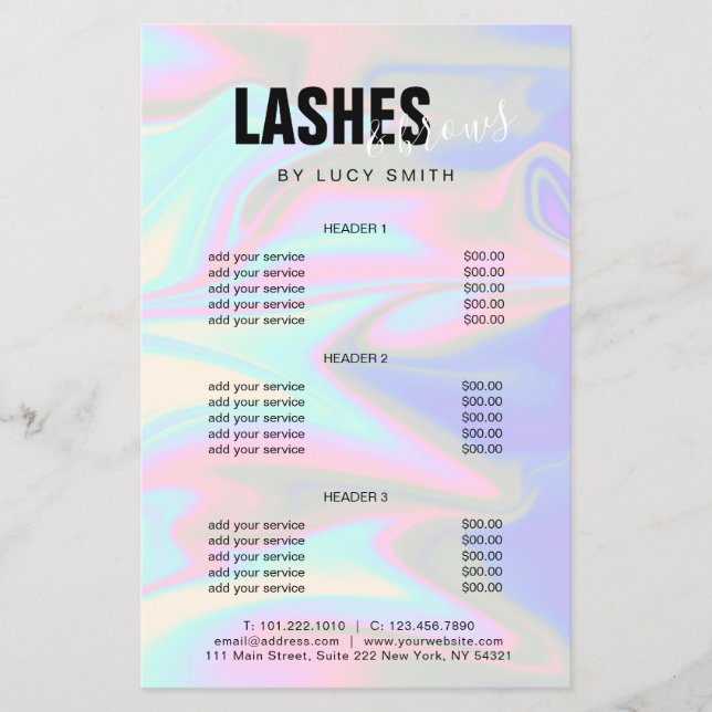 Stilvolle, moderne, elegante Holografie-Lashes Flyer (Vorne)