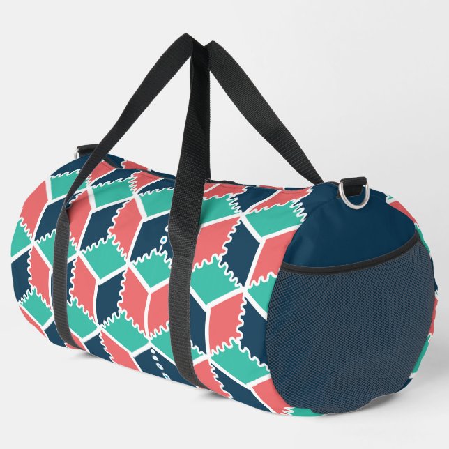 Stilvolle, moderne geometrische Farbkugel Duffle Bag (Rechte Ecke)