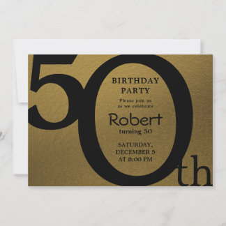 Stilvolle, moderne Gold- und Black Birthday Einlad Einladung