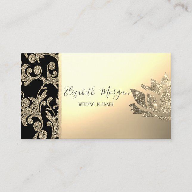 Stilvolle, moderne Gold-Wirbel,Lotus Visitenkarte (Vorderseite)