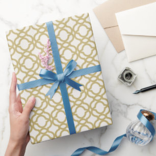 Stilvolle moderne GoldQuatrefoil Muster-Hochzeit Geschenkpapier