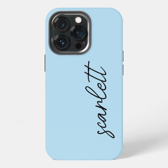 Stilvolle moderne, hellblaue Mit Monogramm Skriptb iPhone Hülle (Hinten)