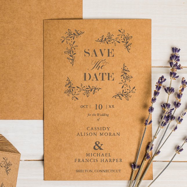 Stilvolle moderne Hochzeitdatumszweige mit Rettend Gummistempel (Von Creator hochgeladen)