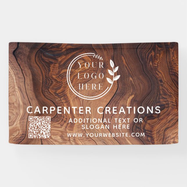 Stilvolle, moderne Holzschmuck-Logos QR-Code Banner (Horizontal)