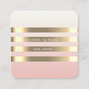 Stilvolle moderne Imitate Gold gestreift, schwarz Quadratische Visitenkarte