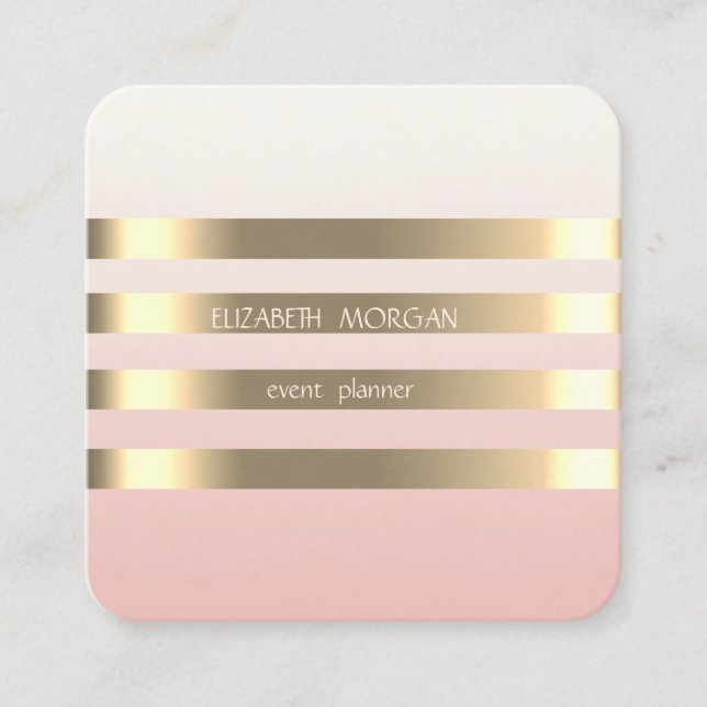 Stilvolle moderne Imitate Gold gestreift, schwarz Quadratische Visitenkarte (Vorderseite)