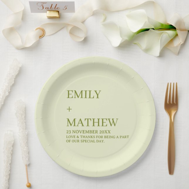 STILVOLLE MODERNE INDIVIDUELLE ELEGANT KLASSISCHE  PAPPTELLER (Hochzeit)