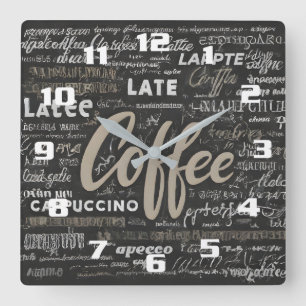 Stilvolle moderne Kaffeezeit Schöne Küche Quadratische Wanduhr