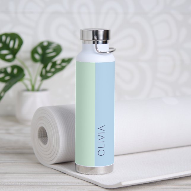 Stilvolle, moderne Mint Green Blue Pastel Minimali Trinkflasche (Yoga)