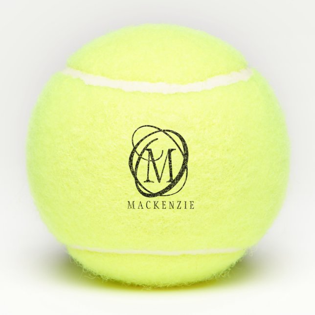 Stilvolle, moderne Monogramm-Bezeichnung Tennisbälle (Rückseite)