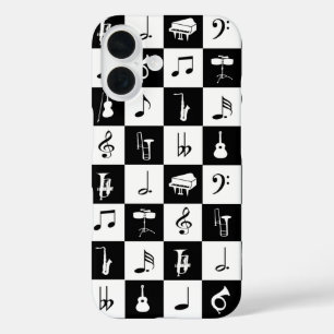 Stilvolle moderne Musiknoten und Instrumente iPhone 16 Hülle