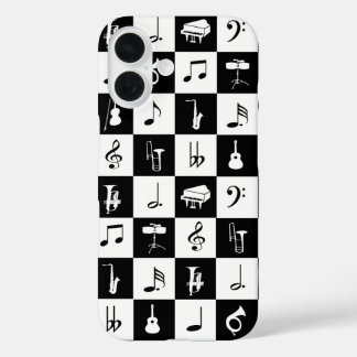 Stilvolle moderne Musiknoten und Instrumente iPhone 16 Hülle