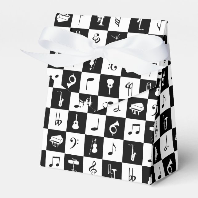 Stilvolle moderne Musiknoten und Instrumente Geschenkschachtel (Vorderseite)