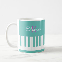 Stilvolle moderne Piano Keys Aqua Mit Monogramm Kaffeetasse