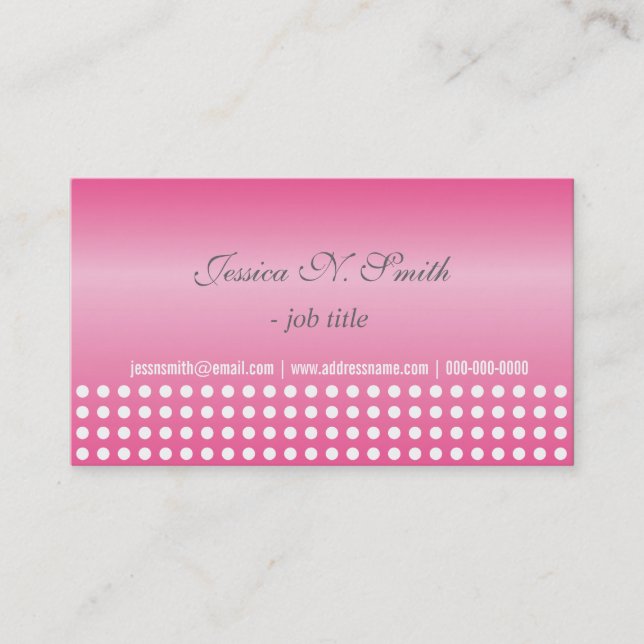 Stilvolle, moderne Pink-Polka-Punkte Visitenkarte (Vorderseite)