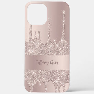Stilvolle moderne Rose Gold Glitzer Tropfen Case-Mate iPhone Hülle