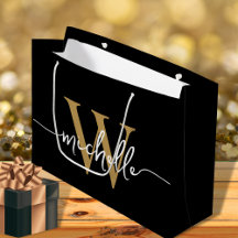 Stilvolle, moderne Schwarz-Gold-Monogram-Initialsk