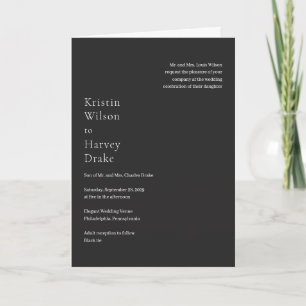 Stilvolle moderne schwarze Hochzeit Einladung
