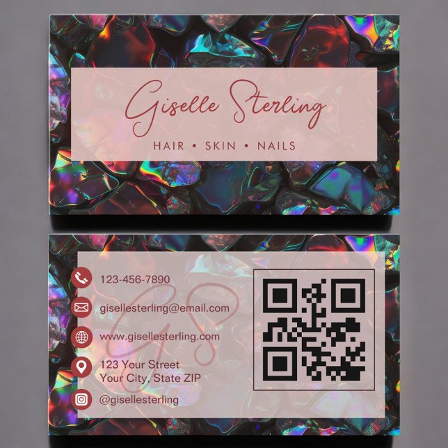 Stilvolle moderne schwarze Opal-Profi-QR-Code Visitenkarte (Von Creator hochgeladen)