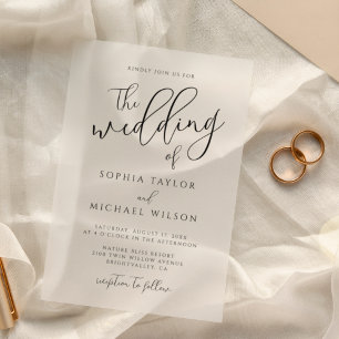 Stilvolle, moderne Script Black and White Wedding Acryleinladungen