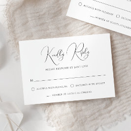 Stilvolle, moderne Script Black and White Wedding RSVP Karte
