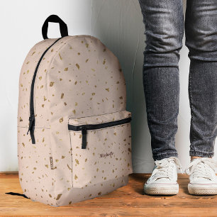 Stilvolle Moderne Terrazzo Gold Peach Luxury Girl Bedruckter Rucksack