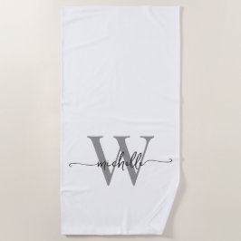 Stilvolle, moderne, weiße Monogramm-Namensschrift Strandtuch