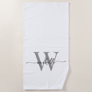 Stilvolle, moderne, weiße Monogramm-Namensschrift Strandtuch