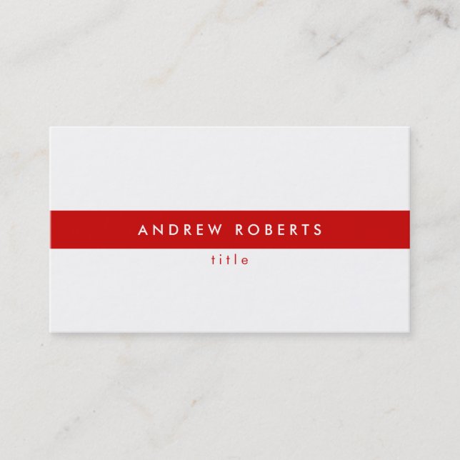 Stilvolle, moderne White Red Clean Business Card Visitenkarte (Vorderseite)