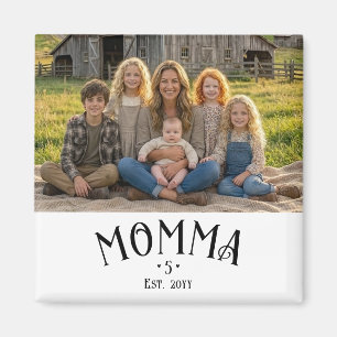 Stilvolle Mom etablierte Kind Anzahl Foto Schwarz  Magnet