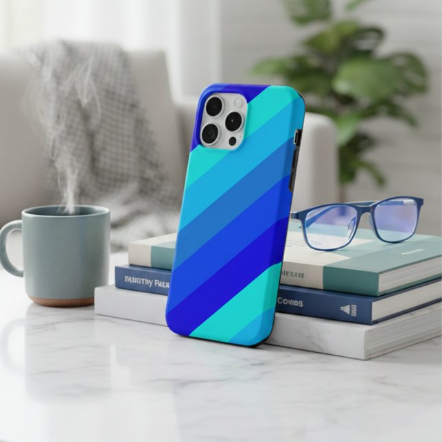 Stilvolle monochrome Blue Stripes ästhetisch Case-Mate iPhone Hülle (Von Creator hochgeladen)