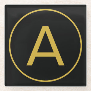 Stilvolle Monogram Anfangsbuchstabe Gold Farbe Sch Glasuntersetzer