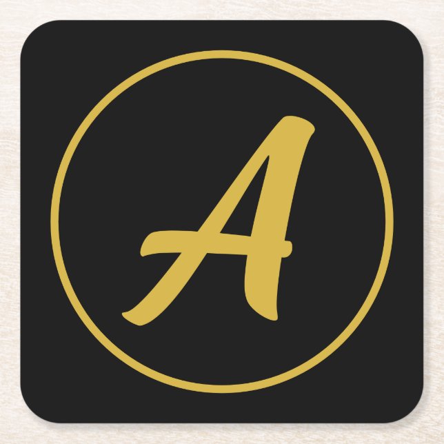 Stilvolle Monogram Anfangsbuchstabe Gold Farbe Sch Rechteckiger Pappuntersetzer (Vorderseite)