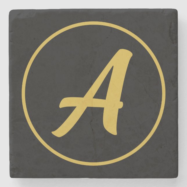 Stilvolle Monogram Anfangsbuchstabe Gold Farbe Sch Steinuntersetzer (Vorderseite)