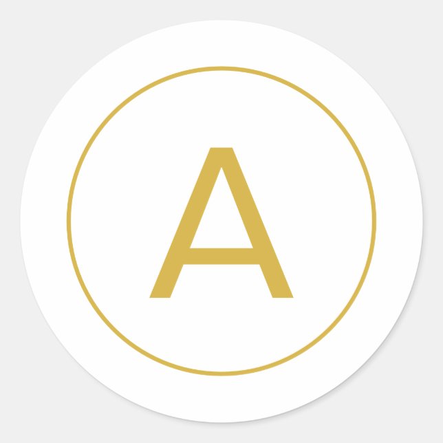 Stilvolle Monogram Anfangsbuchstabe Gold Farbe Wei Runder Aufkleber (Vorderseite)
