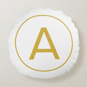 Stilvolle Monogram Anfangsbuchstabe Gold Farbe Wei Rundes Kissen