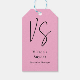 Stilvolle Monogram Beruflich Light Pink Geschenkanhänger