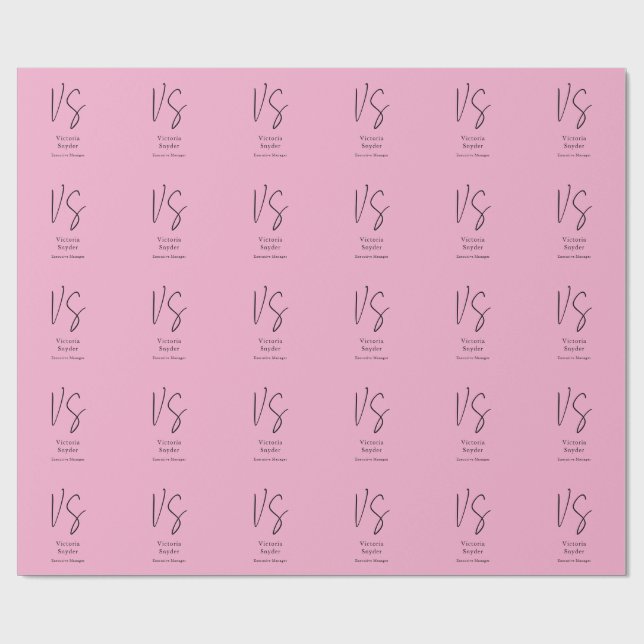 Stilvolle Monogram Beruflich Light Pink Geschenkpapier (Flach)
