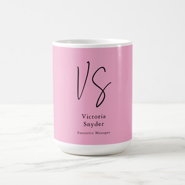 Stilvolle Monogram Beruflich Light Pink Kaffeetasse (Mittel)