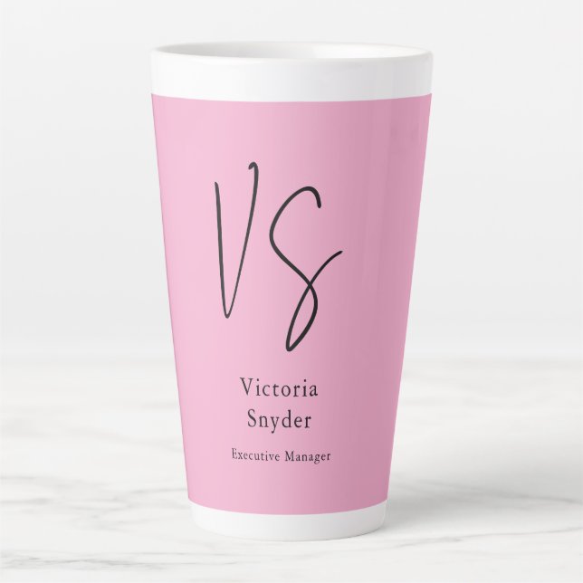 Stilvolle Monogram Beruflich Light Pink Milchtasse (Vorderseite)