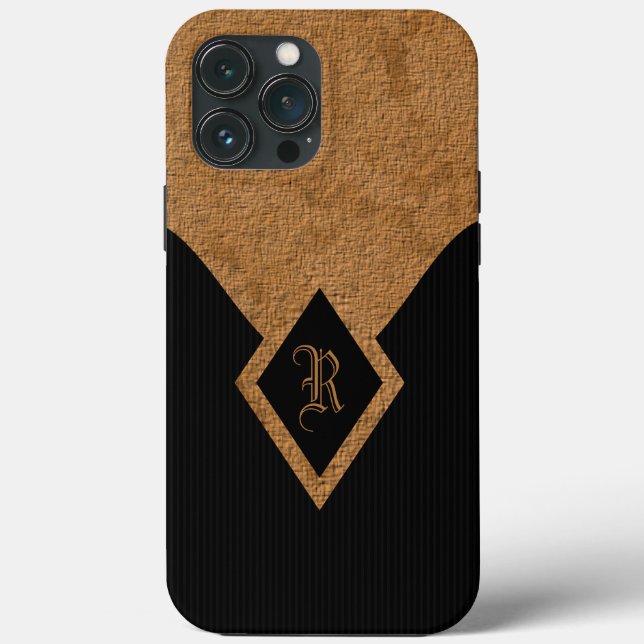 Stilvolle Monogram Black and Tan Background Elegan Case-Mate iPhone Hülle (Rückseite)