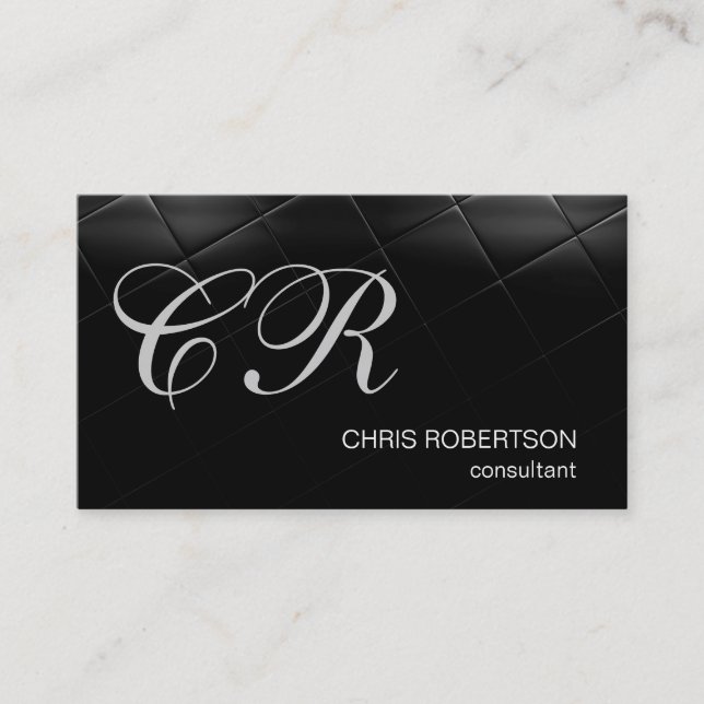 Stilvolle Monogram Black Consultant Business Card Visitenkarte (Vorderseite)