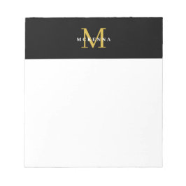 Stilvolle Monogram Black Gold Beruflich Modern Notizblock