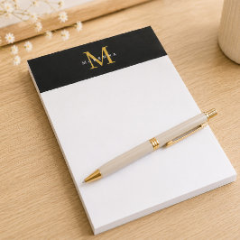 Stilvolle Monogram Black Gold Beruflich Modern Notizblock