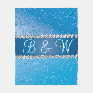 Stilvolle Monogram Blue Blume Wunderbar Fleecedecke