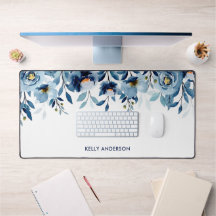 Stilvolle Monogram Blue Watercolor floral